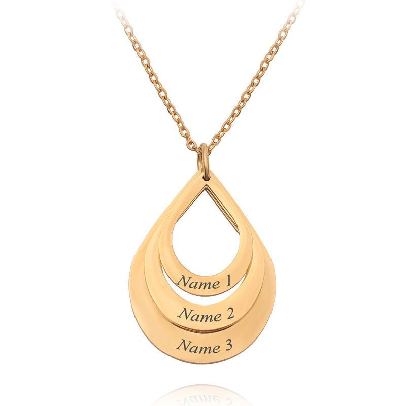 Engraved Drop Shaped Family Necklace - Canvasgiftco