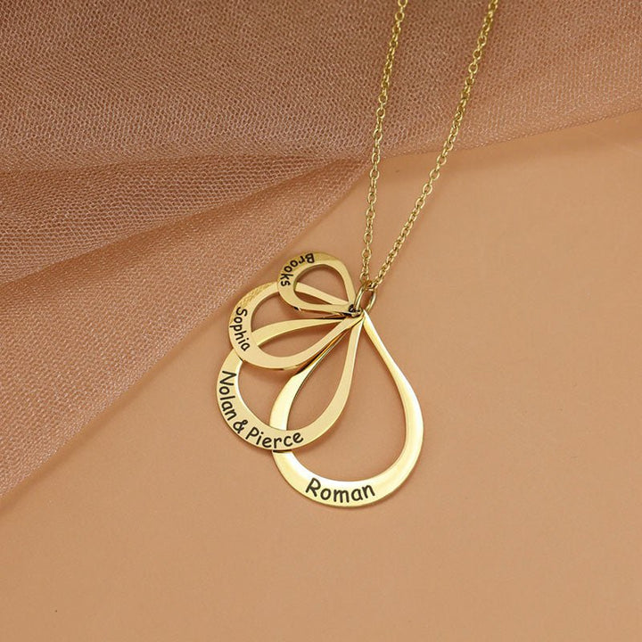 Engraved Drop Shaped Family Necklace - Canvasgiftco