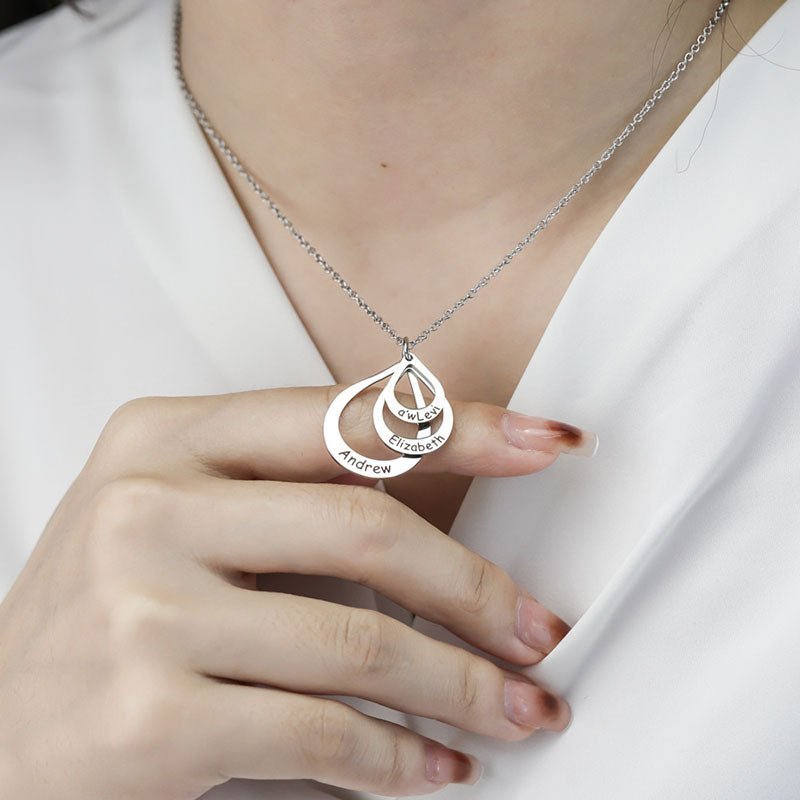 Engraved Drop Shaped Family Necklace - Canvasgiftco