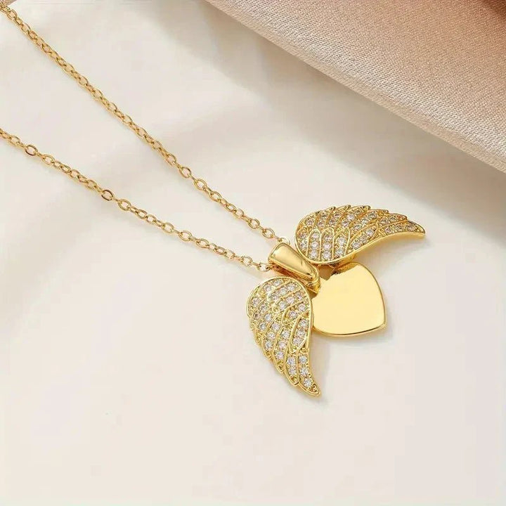 [Eternal Guardian] Angel Wings Memorial Necklace with Hidden Name - Canvasgiftco