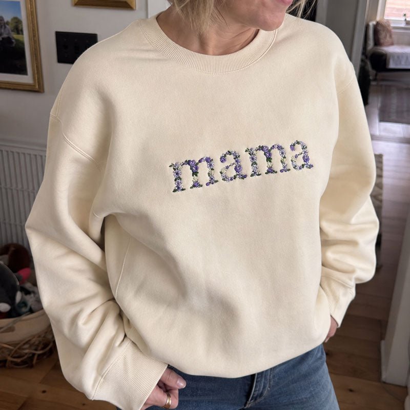 🌸 Everbloom - Embroidered Floral Mama Sweatshirt for Mom & Grandma - Canvasgiftco