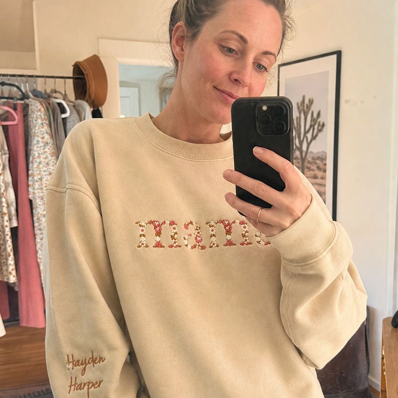 🌸 Everbloom - Embroidered Floral Mama Sweatshirt for Mom & Grandma - Canvasgiftco