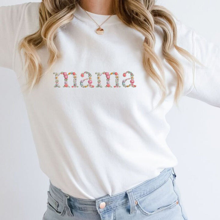 🌸 Everbloom - Embroidered Floral Mama Sweatshirt for Mom & Grandma - Canvasgiftco