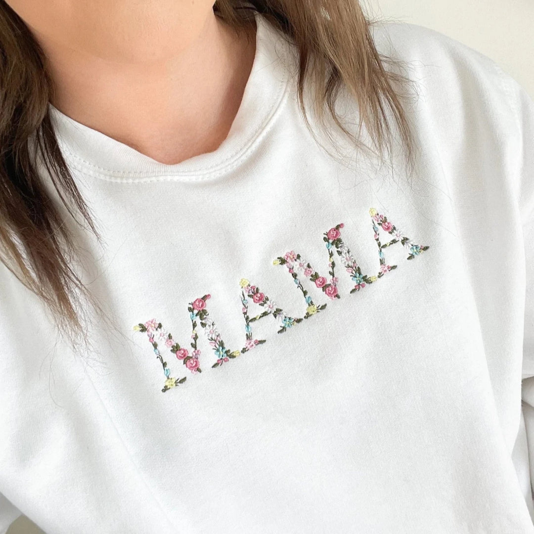 🌸 Everbloom - Embroidered Floral Mama Sweatshirt for Mom & Grandma - Canvasgiftco