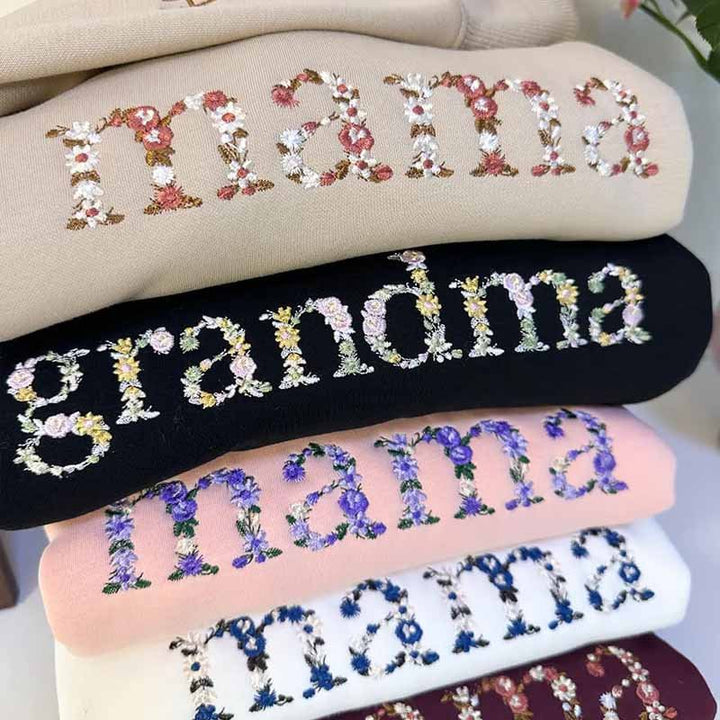 🌸 Everbloom - Embroidered Floral Mama Sweatshirt for Mom & Grandma - Canvasgiftco