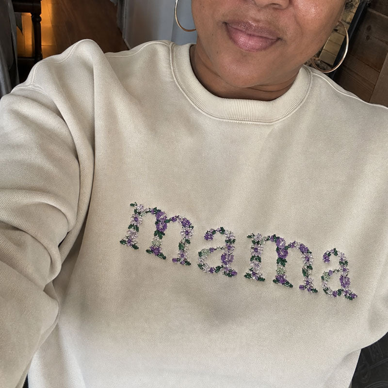 🌸 Everbloom - Embroidered Floral Mama Sweatshirt for Mom & Grandma - Canvasgiftco