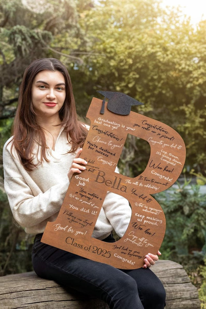 Graduation Sign Class of 2026, Graduation Guest Book Alternative, Personalized Wooden Sign, Graduation Party Sign Letter Guestbook - Canvasgiftco
