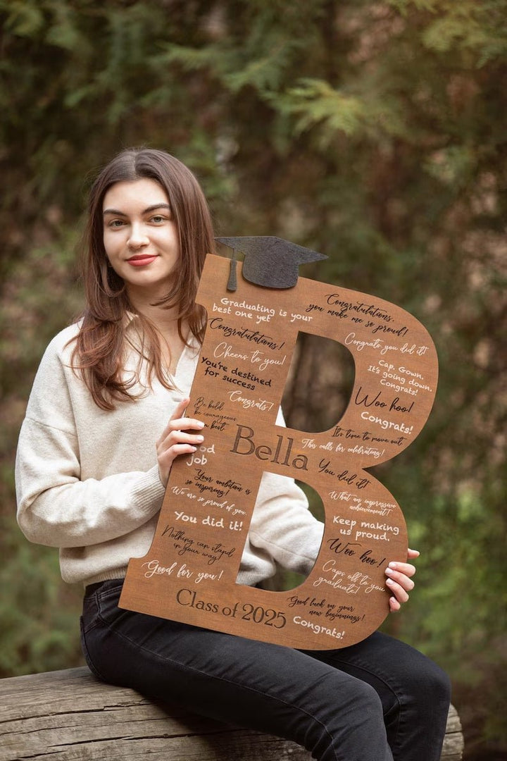Graduation Sign Class of 2026, Graduation Guest Book Alternative, Personalized Wooden Sign, Graduation Party Sign Letter Guestbook - Canvasgiftco