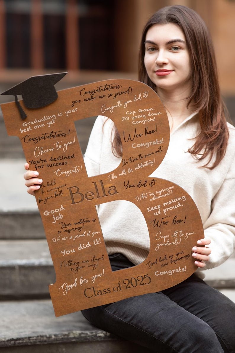 Graduation Sign Class of 2026, Graduation Guest Book Alternative, Personalized Wooden Sign, Graduation Party Sign Letter Guestbook - Canvasgiftco