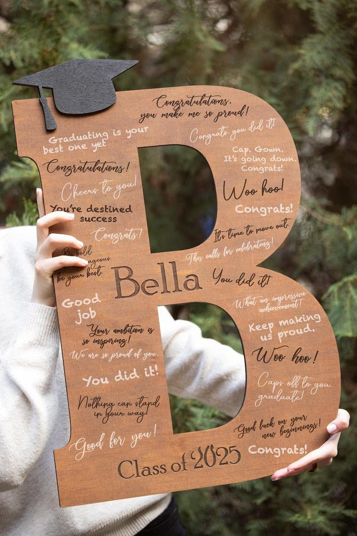 Graduation Sign Class of 2026, Graduation Guest Book Alternative, Personalized Wooden Sign, Graduation Party Sign Letter Guestbook - Canvasgiftco