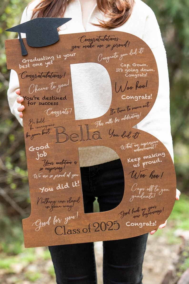 Graduation Sign Class of 2026, Graduation Guest Book Alternative, Personalized Wooden Sign, Graduation Party Sign Letter Guestbook - Canvasgiftco