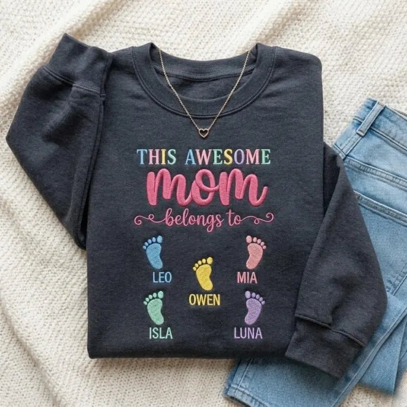 "Great Mom – Proof in Every Stitch" Custom Embroidered Hoodie - Canvasgiftco