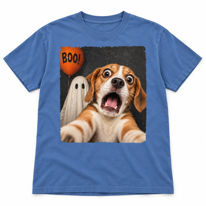 Personalized Halloween pet frightened selfie T-shirt: gallery-04