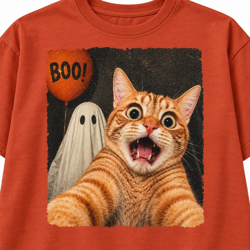 Personalized Halloween pet frightened selfie T-shirt: gallery-06