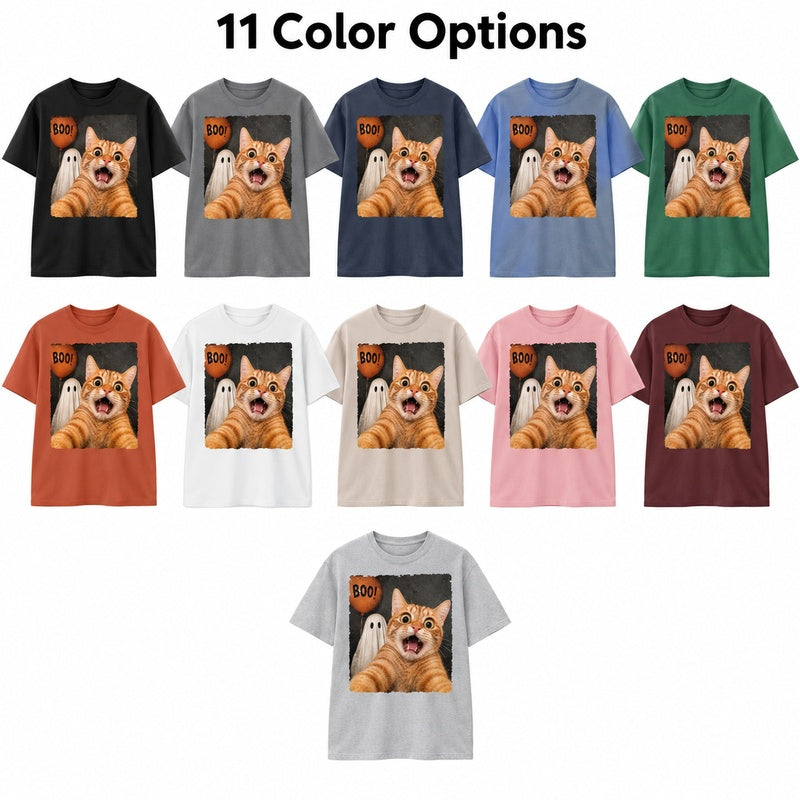 Personalized Halloween pet frightened selfie T-shirt: gallery-08