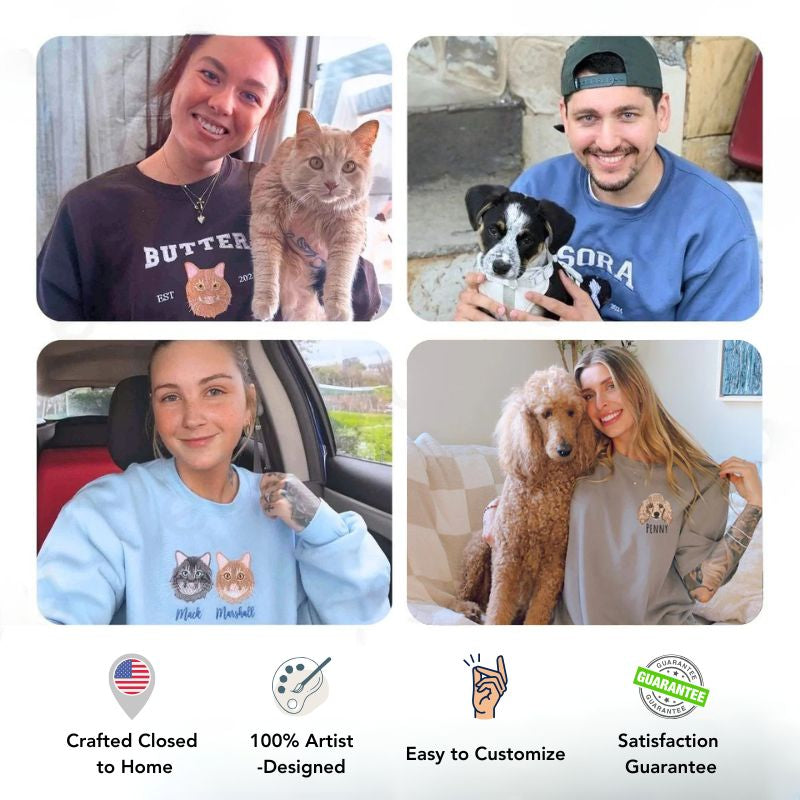 Personalized Pet Portrait Embroidered Sweatshirt