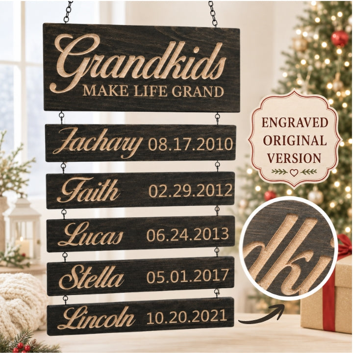 Personalized Grandkids Hanging Sign | Engraved Original Version
