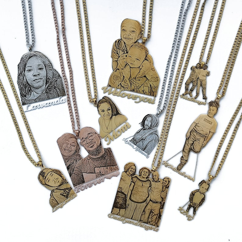 Custom Photo Engraved Pendant Necklace