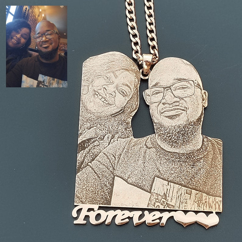 Custom Photo Engraved Pendant Necklace