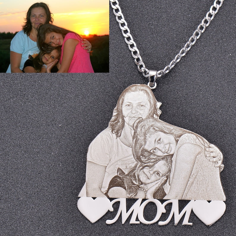 Custom Photo Engraved Pendant Necklace