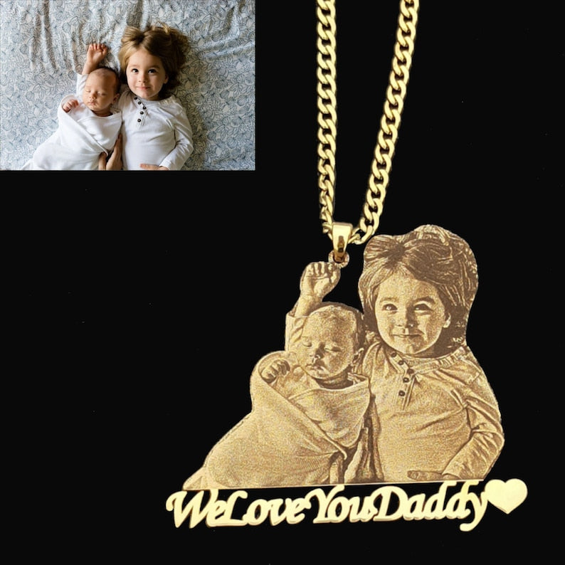 Custom Photo Engraved Pendant Necklace