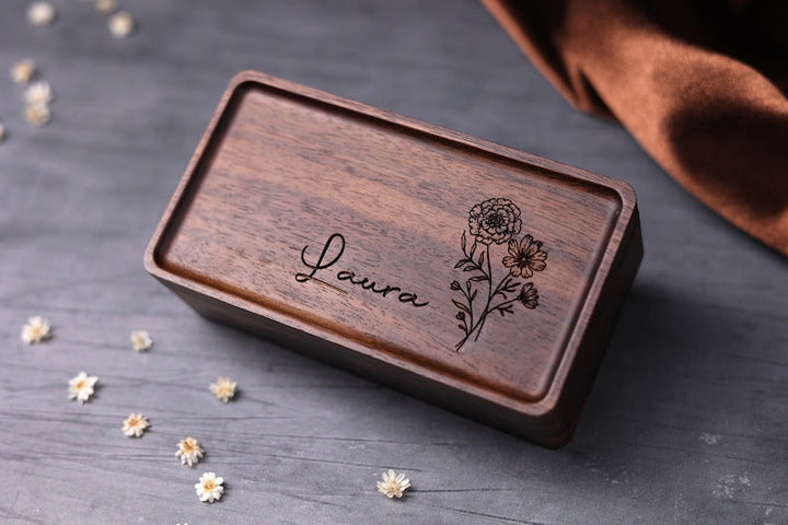 Personalized Wooden Jewelry Box - Birthday/Mother's Day Gift for Her