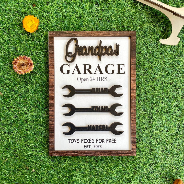 Custom Personalized Garage Wooden Sign - Father's Day Gift