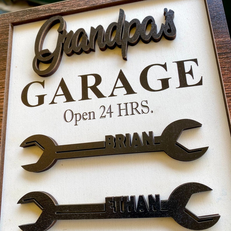 Custom Personalized Garage Wooden Sign - Father's Day Gift