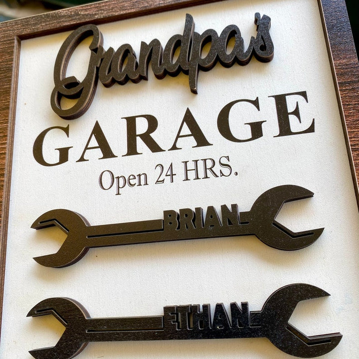 Custom Personalized Garage Wooden Sign - Father's Day Gift
