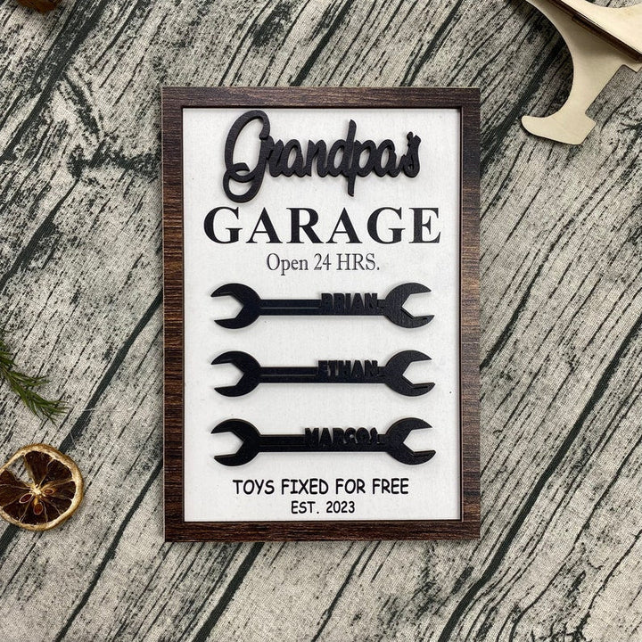 Custom Personalized Garage Wooden Sign - Father's Day Gift