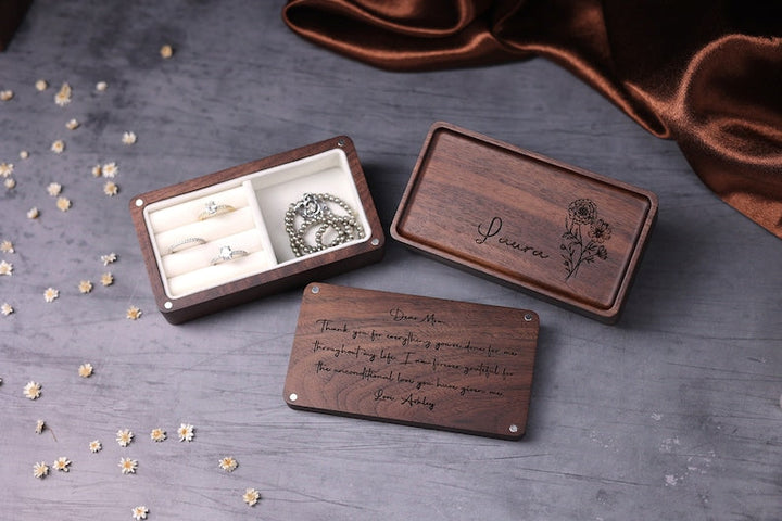 Personalized Wooden Jewelry Box - Birthday/Mother's Day Gift for Her