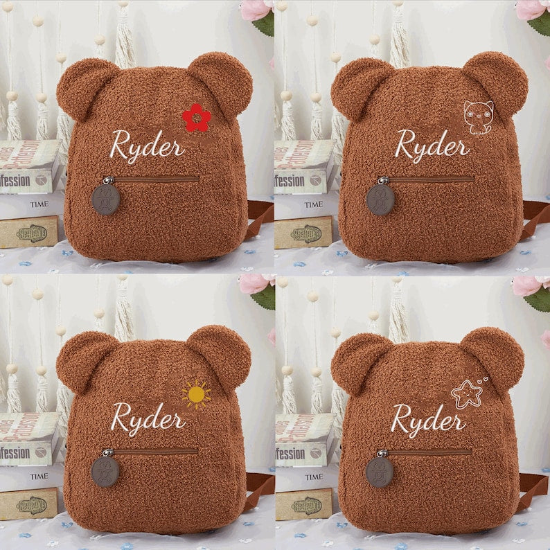 Personalised Fluffy Teddy  Bear Kids Backpack