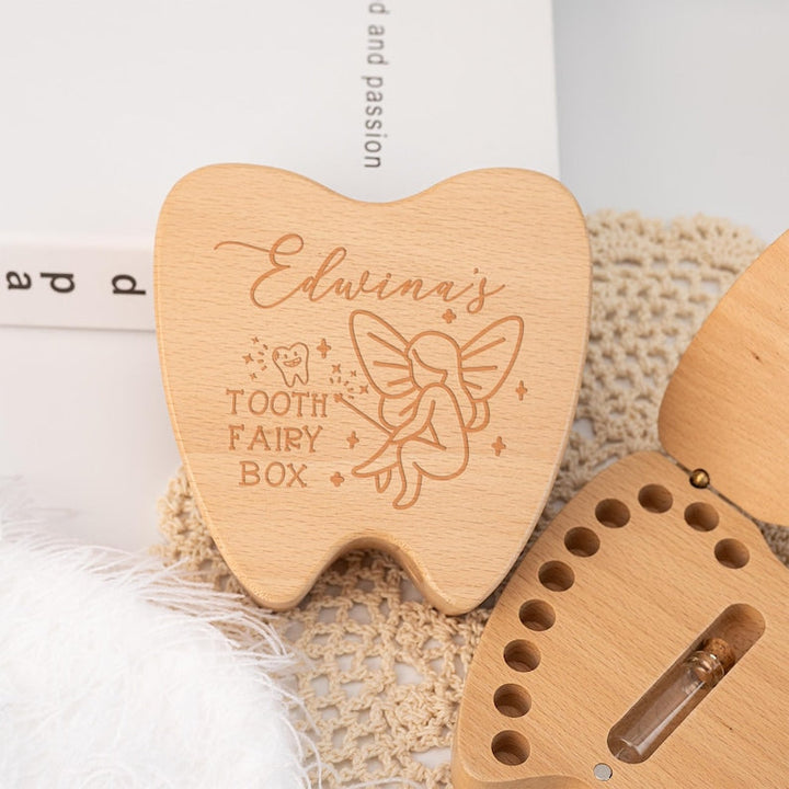 Personalized Wooden Tooth Fairy Box - Carve child's name