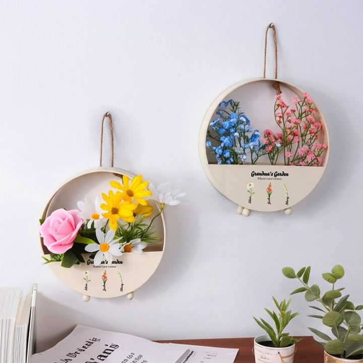 Personalized Flower Basket, Grandma's Garden Hanging Metal Flower Basket, Mother's Day Gifts, Birthday Gifts from Grandkid, Gift for Grandma