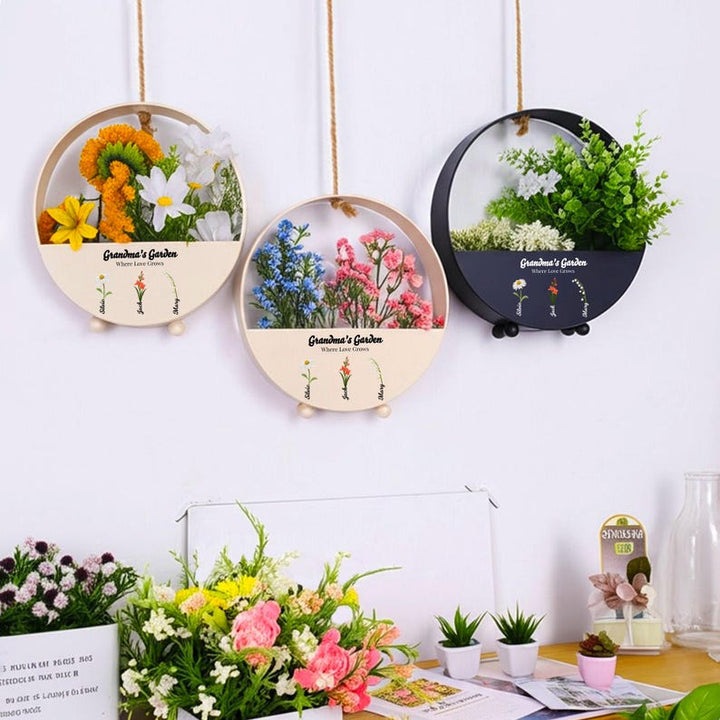 Personalized Flower Basket, Grandma's Garden Hanging Metal Flower Basket, Mother's Day Gifts, Birthday Gifts from Grandkid, Gift for Grandma