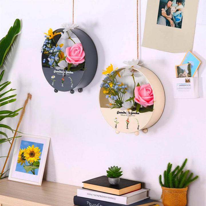 Personalized Flower Basket, Grandma's Garden Hanging Metal Flower Basket, Mother's Day Gifts, Birthday Gifts from Grandkid, Gift for Grandma