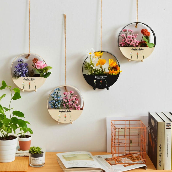 Personalized Flower Basket, Grandma's Garden Hanging Metal Flower Basket, Mother's Day Gifts, Birthday Gifts from Grandkid, Gift for Grandma