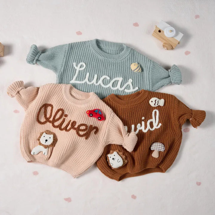 Personalized Hand Embroidered Baby Sweater