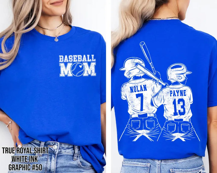 Customized Baseball Mom Shirt – Player Graphic, Your Name & Number