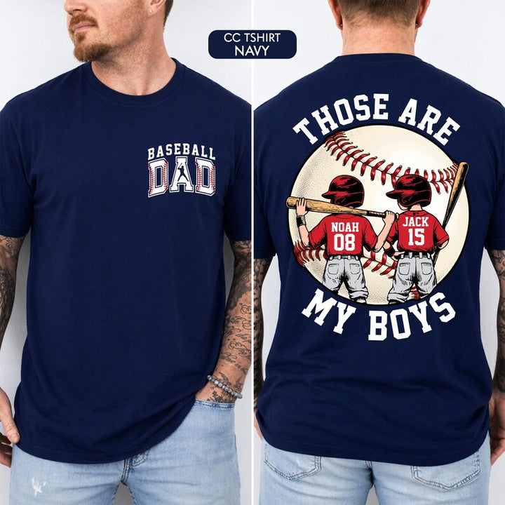 Personalized Baseball Dad Shirt – Two Player Design, Custom Name & Number