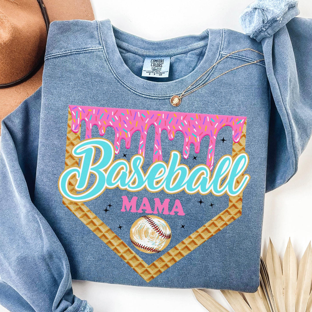 Personalized Ice Cream-Themed Sports Mom T-Shirt with Name & Number – Custom Baseball Mama Shirt
