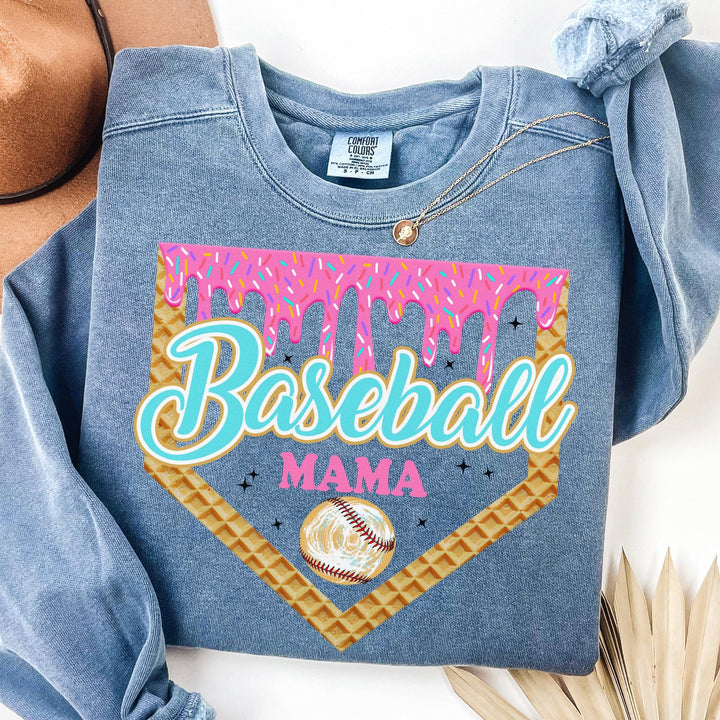 Personalized Ice Cream-Themed Sports Mom T-Shirt with Name & Number – Custom Baseball Mama Shirt