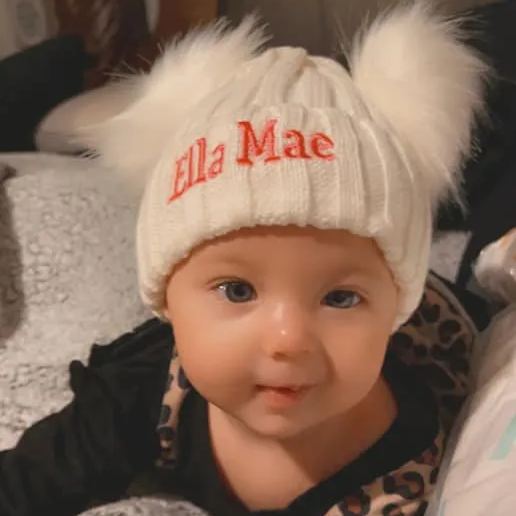 Personalized Embroidery Kid Pom Pom Hat