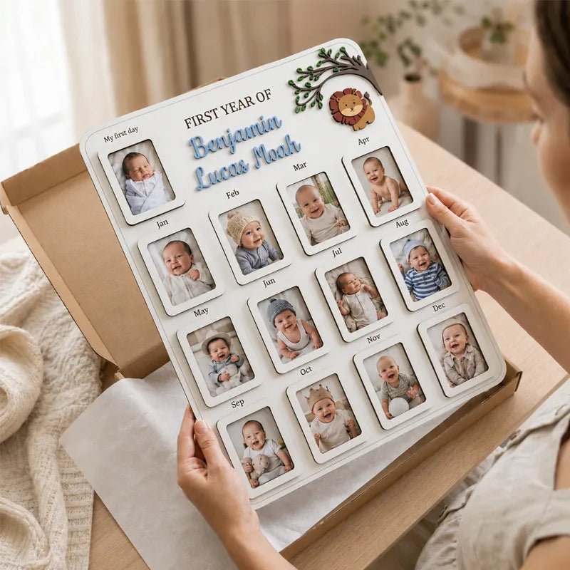 Little Lion – Personalized Baby’s First Year Photo Frame - Canvasgiftco
