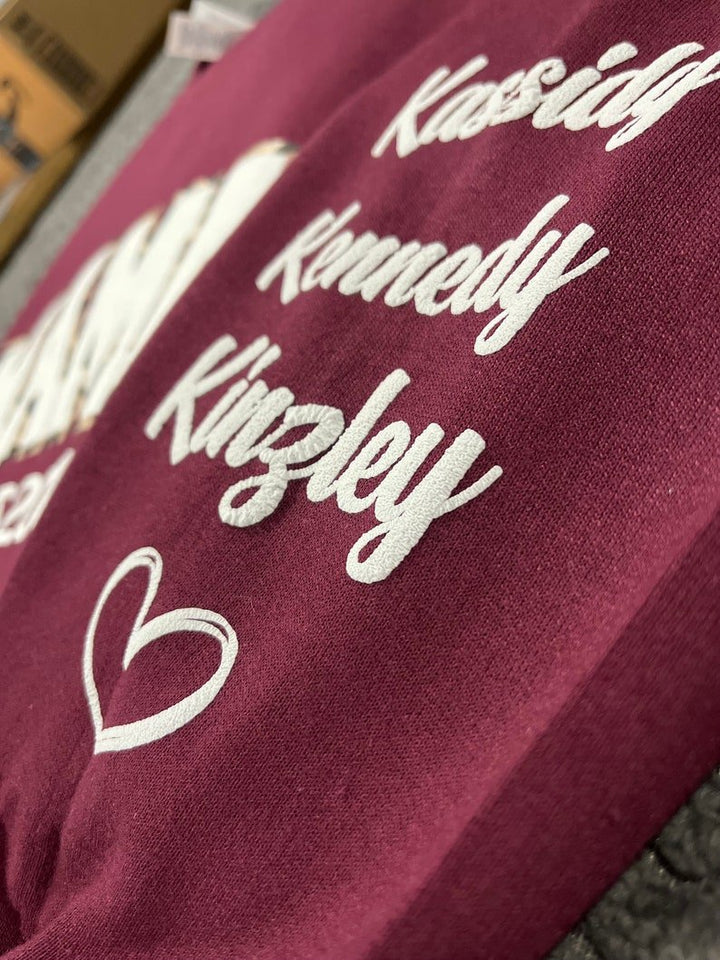 Mama Leopard Puff Print Personalized Sweatshirt or Hoodie with Kids Name Sleeve Gift Sweatshirt New Mom Sweatshirts gift - Canvasgiftco