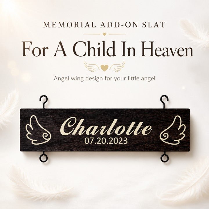 Memorial Add-On Name Slat | Angel Wing for a Child in Heaven - Canvasgiftco