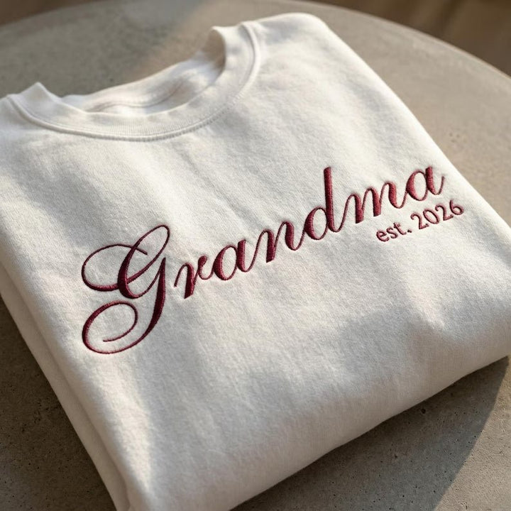 "Mom, Starting in 2026" Personalized Embroidered Sweatshirt - Canvasgiftco