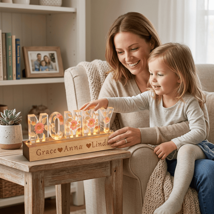 "Mom's Glow" Personalized Mother's Day Night Light-Handmade - Canvasgiftco