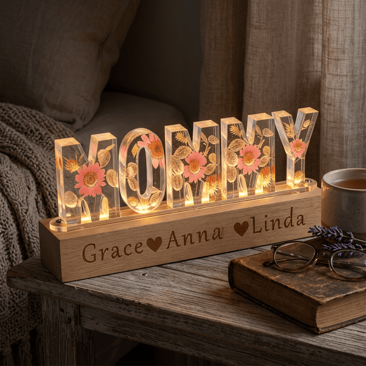 "Mom's Glow" Personalized Mother's Day Night Light - Handmade - Canvasgiftco