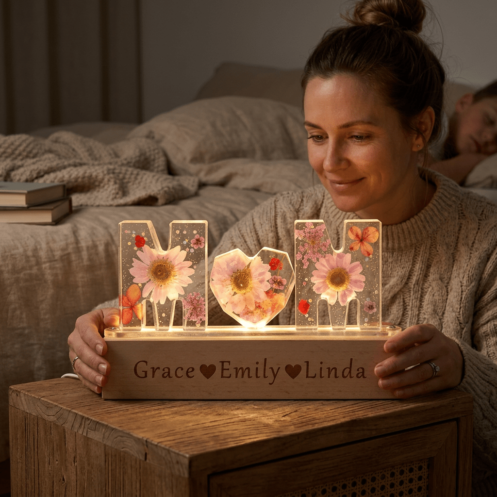 "Mom's Glow" Personalized Mother's Day Night Light-Handmade - Canvasgiftco